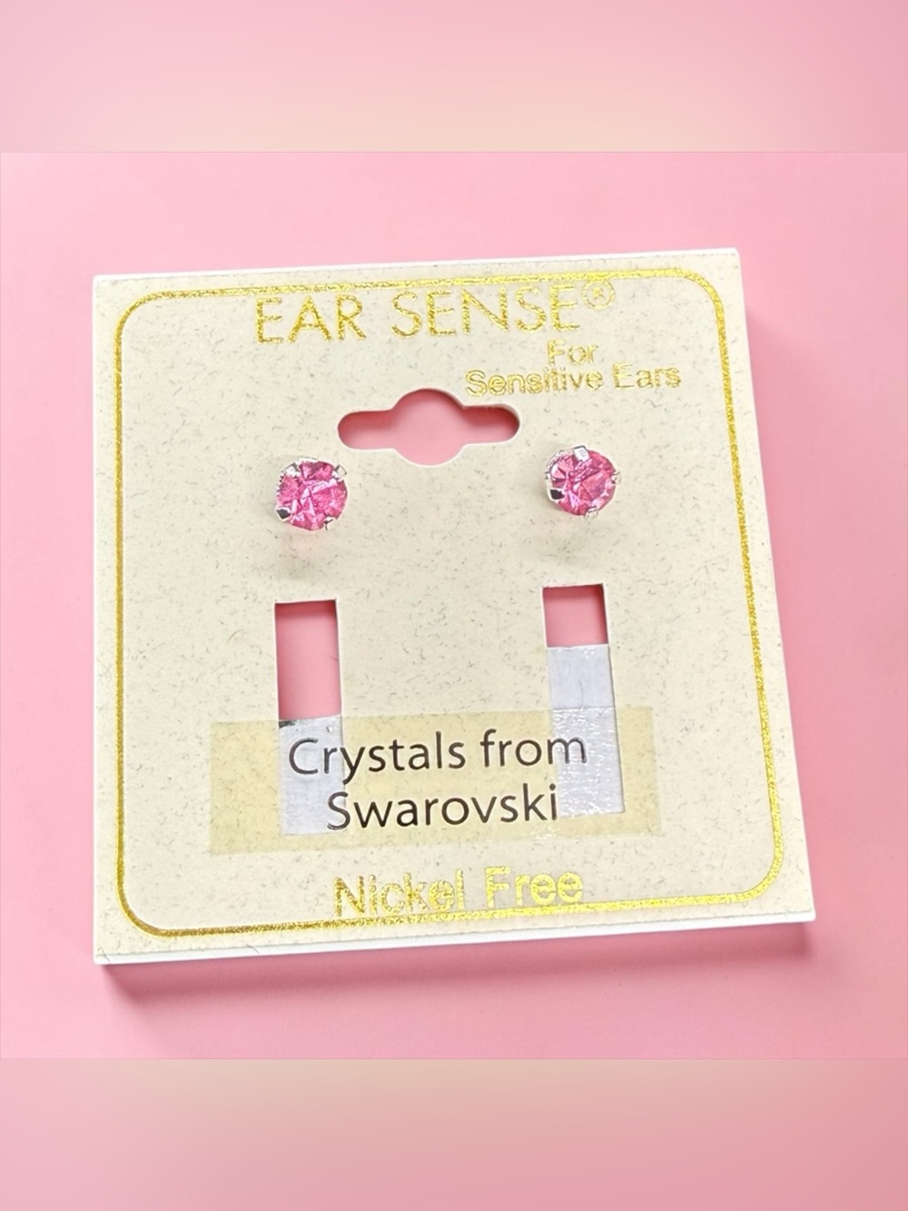 🩷EAR SENSE🩷Pink Swarovski Crystal Stud Earrings/NIP